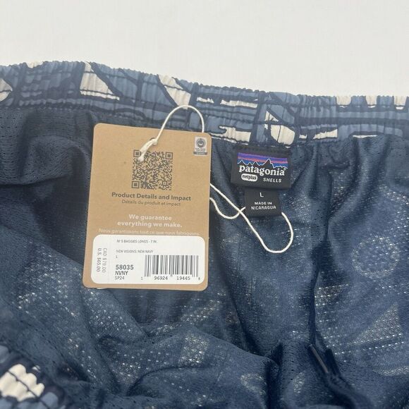 Patagonia Men’s 7” Baggies Shorts New Visions New Navy NWT Large - Picture 3 of 4